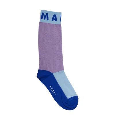 Marni Logo Socks In Purple