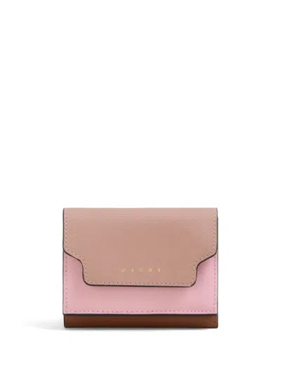 Marni Logo-stamp Leather Wallet In Multi