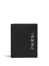 Marni Logo-stitch Bi-fold Leather Wallet In Black