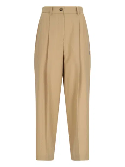 Marni Logo Straight Pants In Winter Wheat