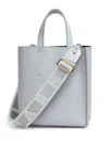 Marni Logo-strap Leather Tote Bag In Grey