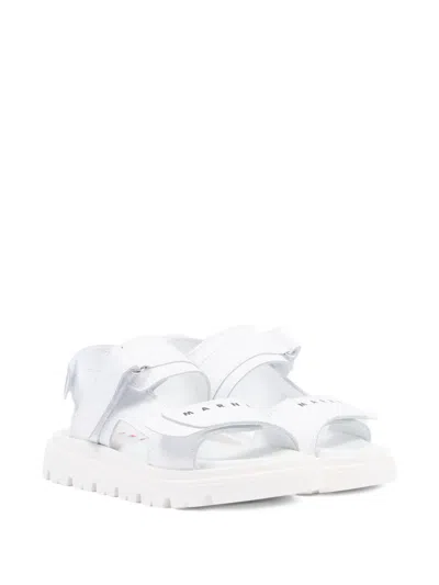 Marni Kids' Logo-strap Sandals In White