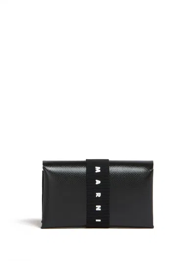 Marni Logo-strap Trifold Wallet In Black