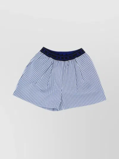 Marni Logo Striped Pleated Shorts In Purple