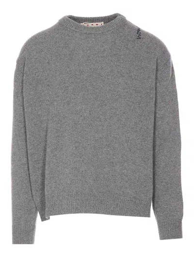 Marni Logo Sweater In Grey
