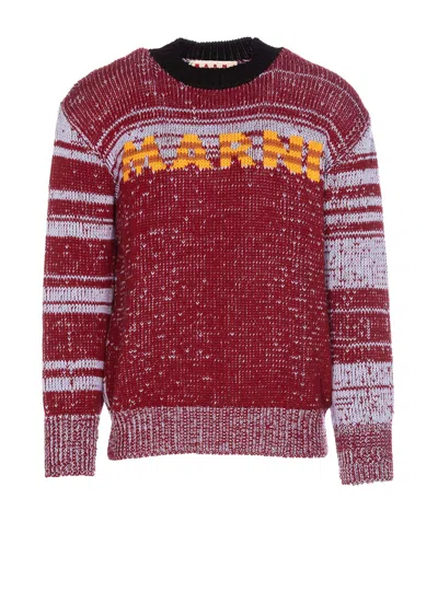 Marni Logo Sweater In Red