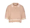 Marni Knitwear Polo With Distressed Button Detailing In Brown