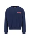 Marni Boxy Navy Blue Cropped Sweater With Bold Logo Patch In Blue
