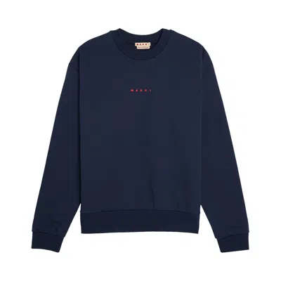 Pre-owned Marni Logo Sweatshirt 'blue Kyanite' | Men's Size 48