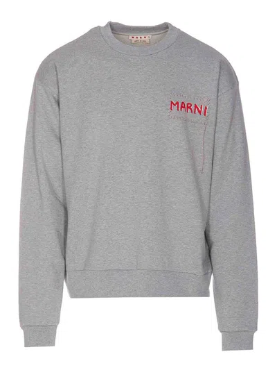 Marni Cotton Jersey Sweatshirt In Gray