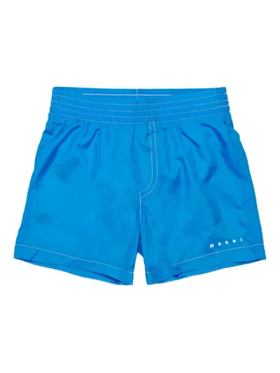 Marni Babies' Logo Swim Shorts In Blue
