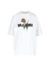 Marni White Crewneck T-shirt With Logo Lettering And Logo Print On The Front