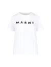 Marni Oversized Cotton T-shirt With Front Logo In White