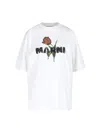 Marni White Crewneck T-shirt With Logo Lettering And Logo Print On The Front