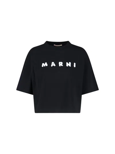Marni Logo T-shirt In Black