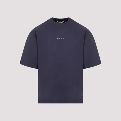 Marni Logo T-shirt In Blublack