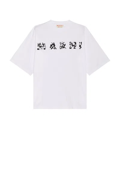 Marni Logo T-shirt In Lily White