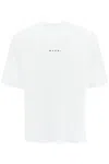 Marni White Cotton T-shirt With Logo Print In Lily White