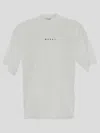 Marni White Cotton T-shirt With Logo Print In No-color