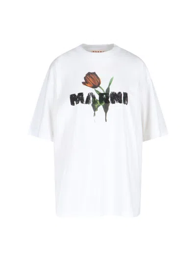 MARNI MARNI LOGO T-SHIRT – WHITE