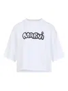 Marni Short Sleeve Boxy Crop Top In White