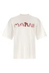 Marni Cotton T-shirt With Flocked Animal Alphabet Logo In White