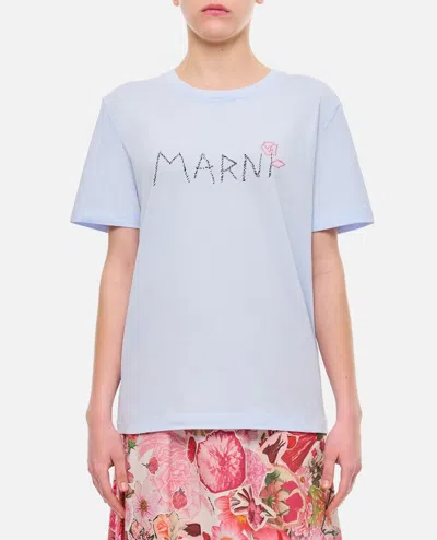 Marni Logo缝线棉t恤 In White