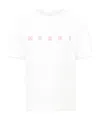 Marni White Crew Neck T-shirt With Front Logo Print In Cotton Boy In White