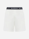 Marni Logo-tape Cotton Shorts In Natural White