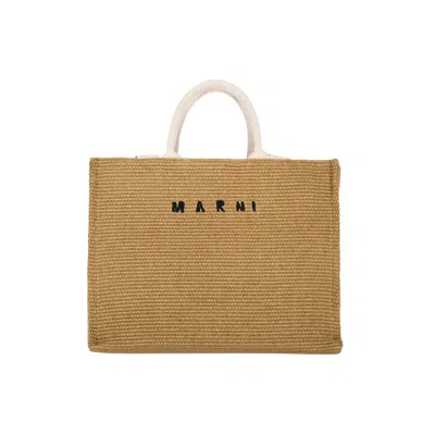 Marni Logo Tote Bag In Brown
