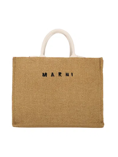 Marni Logo Tote Bag In Brown