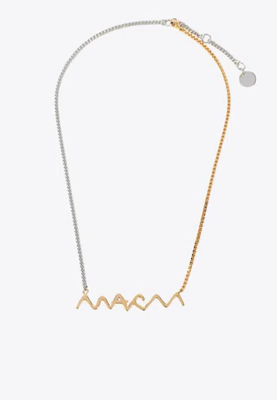 Marni Logo Two-toned Necklace In Silver