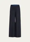 Marni Dark Blue Logo Trousers In Midnightb