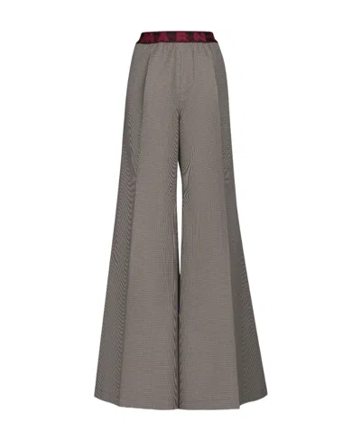 MARNI MARNI LOGO-WAISTBAND HOUNDSTOOTH PATTERN FLARED TROUSERS