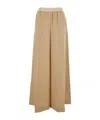 Marni Beige Pants With Elastic Waist And Logo Lettering In Wool Woman In Brown