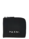 Marni Hammered Leather Wallet With Bold Logo In Black