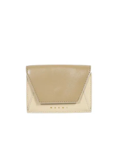 Marni Logo Wallet In Nude