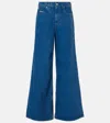 Marni Logo-embroidered Five-pocket Wide-leg Denim Jeans In Blue
