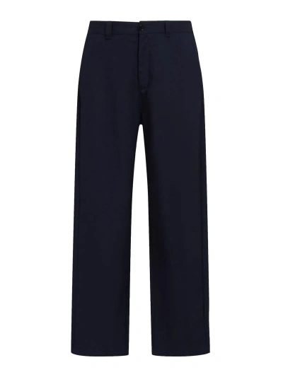 Marni Logo Wool Trousers In Black