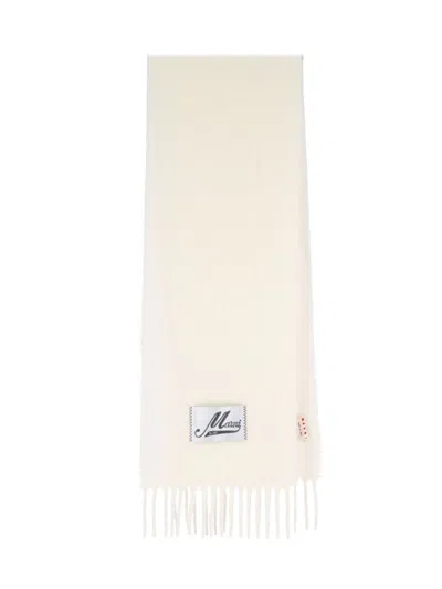 MARNI MARNI WHITE SCARF WITH FRINGE EDGES