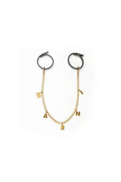 Marni Kids' 로고 참 커브 체인 네크리스 In Orange