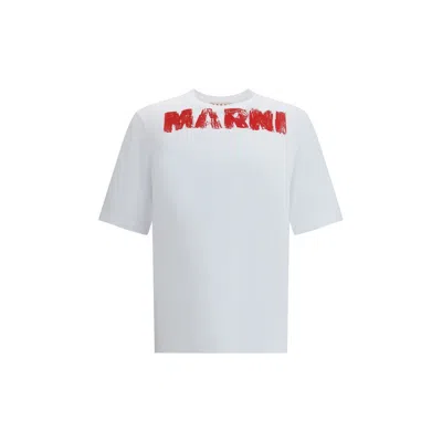 Marni Cotton T-shirt With Maxi Print In White