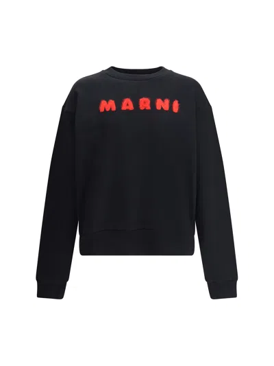 Marni Logoed Sweatshirt In Black