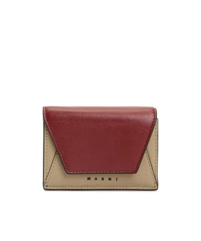 Marni Logo-embossed Envelope Foldover Wallet In Red