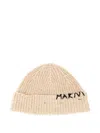 Marni Logo-embroidered Beanie Hat In Neutral