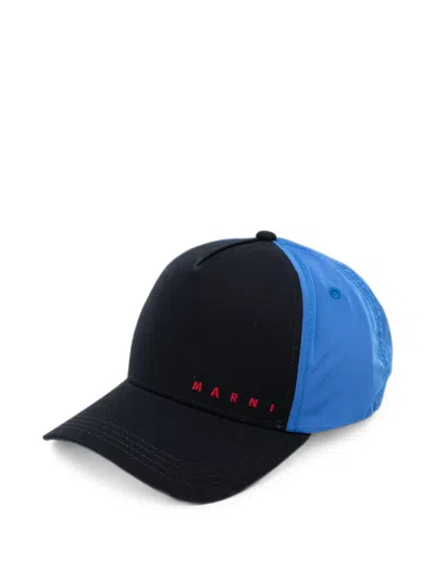 Marni Kids' Logo-embroidered Colour-block Baseball Cap In Black