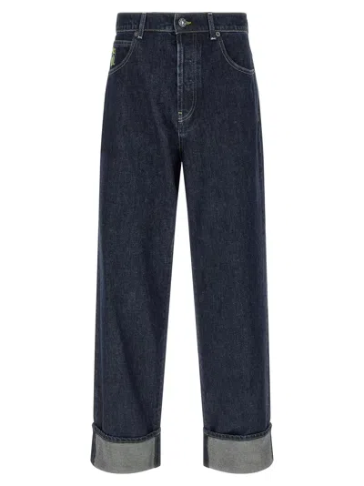 Marni Logo-embroidered Cotton Denim Jeans In Blue