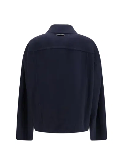 Marni Logo-embroidered Fleece Wool Jacket In Blue