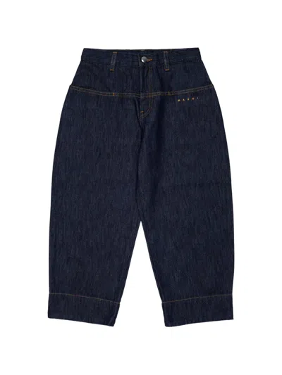 Marni Babies' Logo-embroidered Jeans In Blue