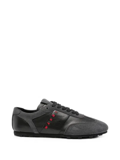 Marni Logo-embroidered Panelled Sneakers In Black